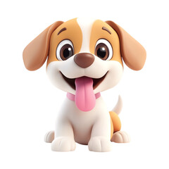 Fototapeta premium PNG 3D Rendering Minimalist Cartoon Style Puppy with a Pink Collar Against Transparent Background for Pet Illustrations, Animal Graphics, or Cute Designs