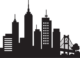 Fototapeta premium City Skyline Silhouette Urban Landscape Skyscrapers Modern Architecture