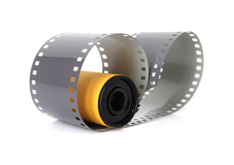 Roll of photographic film isolated on white