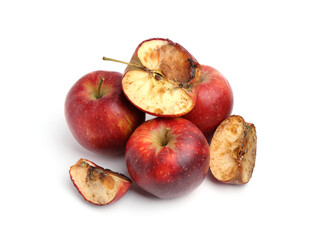 Spoiled apple and good ones isolated on white