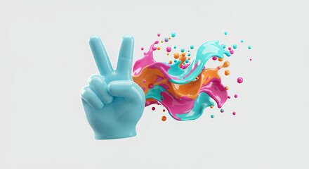 Peace sign with colorful paint splashes