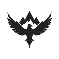 Mountain Peaks Below Soaring Eagle Silhouette