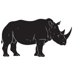Black Rhinoceros Silhouette, Vector Illustration