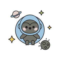 Astronaut Owl Floating In Outer Space