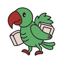 Back To School Parrot With Backpack