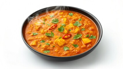 Steaming Bowl of Aromatic Indian Cauliflower Curry: Close-up Studio Shot
