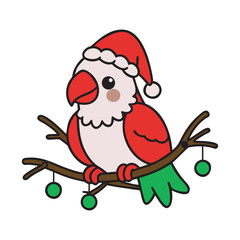 Cartoon Parrot With Santa Hat Festive Design