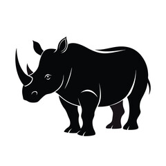 Rhinoceros Silhouette Vector – Side View Wild Animal Icon Design
