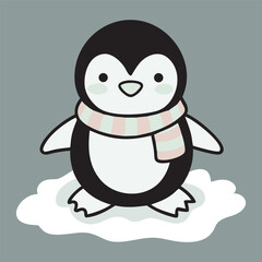 Obraz premium Adorable Penguin Chick With Warm Scarf