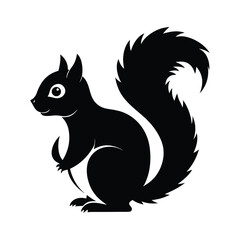 Squirrel Silhouette Vector – Forest Animal Icon with Bushy Tail Design