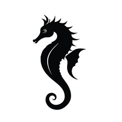 Swimming Seahorse Silhouette Vector – Marine Life Icon for Ocean Themes