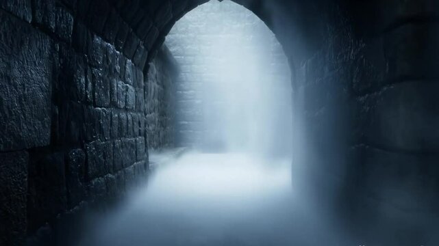 scary castle in the fog