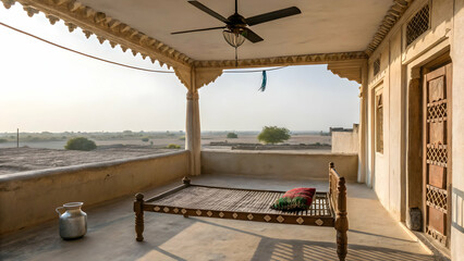 Old city architecture offers a relaxing view of the sea from a window, making it a perfect summer vacation home