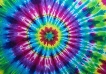 Colorful Spiral Tie Dye Background &ndash; Vibrant Rainbow Psychedelic Pattern for Boho Art, Fabric Prints, T-Shirts, Wallpapers, Crafts & Digital Design