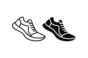 Shoes or sneaker icon sets in  flat design