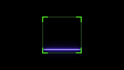 Animation of a neon scanner icon, displays a glowing, sleek representation of a barcode or QR code scanner, with light beams or digital neon lines. - Powered by Adobe