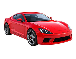 3D red sports car icon isolated on transparent background. PNG
