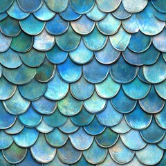 Realistic Seamless Texture of Shimmering Fish Scales in Bright Colors