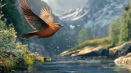 Flight of the Rusty-colored Bird