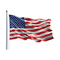 PNG Realistic American Flag Waving on Transparent Background for Patriotism, National Events, and Memorial Graphics