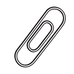 Obraz premium Black and white line art illustration of a paperclip, vector design element