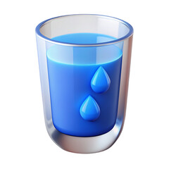 A hydration icon with glass of water, blue with droplets
