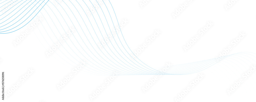 Poster abstract white and blue wave dynamic curve lines on white background. energy technology concept mode