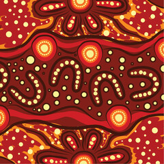 Warm Earth-Toned Aboriginal Symbolic Vector Artwork
