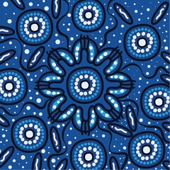 Ceremonial Aboriginal Dot Art in Blue Tones