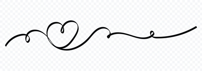 Hand drawn sketch doodle style. Continuous one line design template. Love symbol. Line scribble heart thread. One continuous line art drawing for valentine's day. Vector illustration.