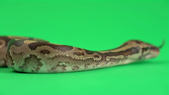 Ball Python Isolated on Green Screen: Scaled Reptile Close-Up