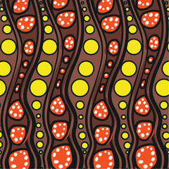 Earthy Aboriginal-Inspired Pattern with Flowing Lines