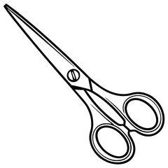 A scissor in black and white drawing