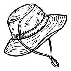 A cowboy hat with strap in silhouette