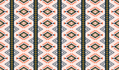 Geometric ethnic oriental seamless pattern traditional design. Design for background, carpet, wallpaper, clothing, wrapping, Batik fabric. Native American motifs. Embroidery style. Boho motifs.