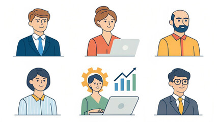 Modern Flat Business People Vector Illustration – Ideal for Web, Apps & Presentations