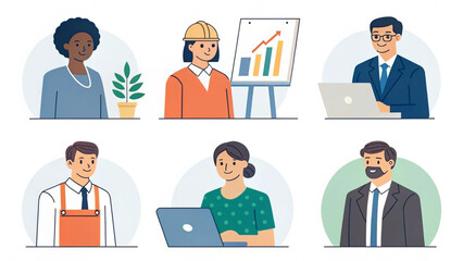 Modern Flat Business People Vector Illustration – Ideal for Web, Apps & Presentations