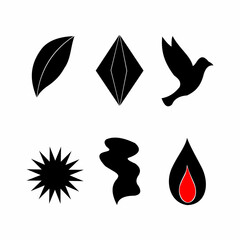 set of black and white icons for design