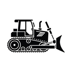 Naklejka premium Black bulldozer silhouette with a large blade isolated on white background