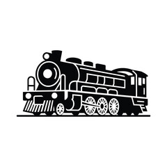 Obraz premium Classic steam locomotive silhouette isolated on white background