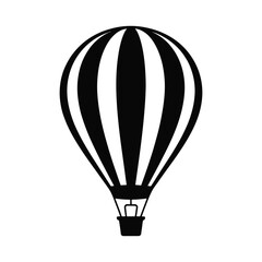 Obraz premium Black and white striped hot air balloon silhouette isolated on white background