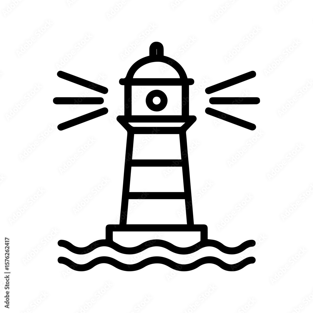 Poster line icon lighthouse vector on white background vector line icon on white background