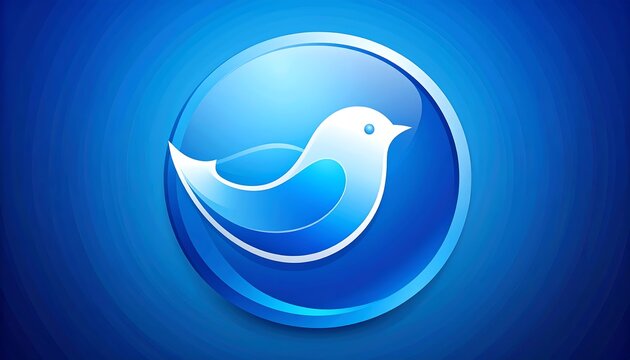 Blue bird icon on a button