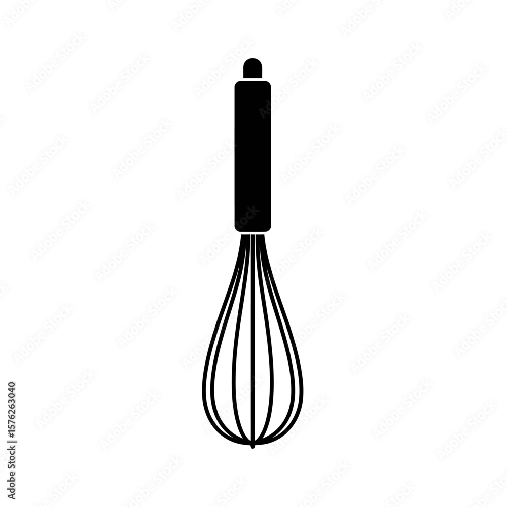 Poster isolated black whisk with handle for cooking on a white background view