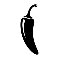 Illustration of a single black chili pepper on a plain white background