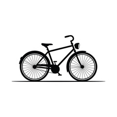 Fototapeta premium Classic bicycle silhouette with a headlight isolated on white background