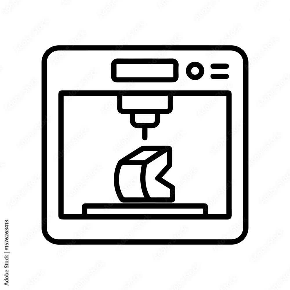 Poster line icon 3d printer vector on white background vector line icon on white background