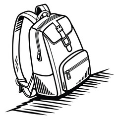 A backpack is on a surface in vector art