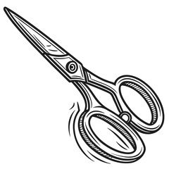A scissor in black and white drawing