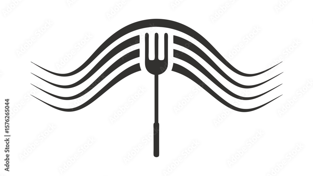 Aufkleber a fork and a knife are drawn in a wavy line. the fork is pointing to the right